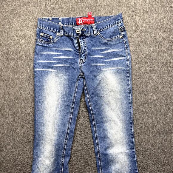 Bongo Jeans Women’s Size 1 Blue Bootcut Stretch Denim Whiskered Distressed - Picture 3 of 16